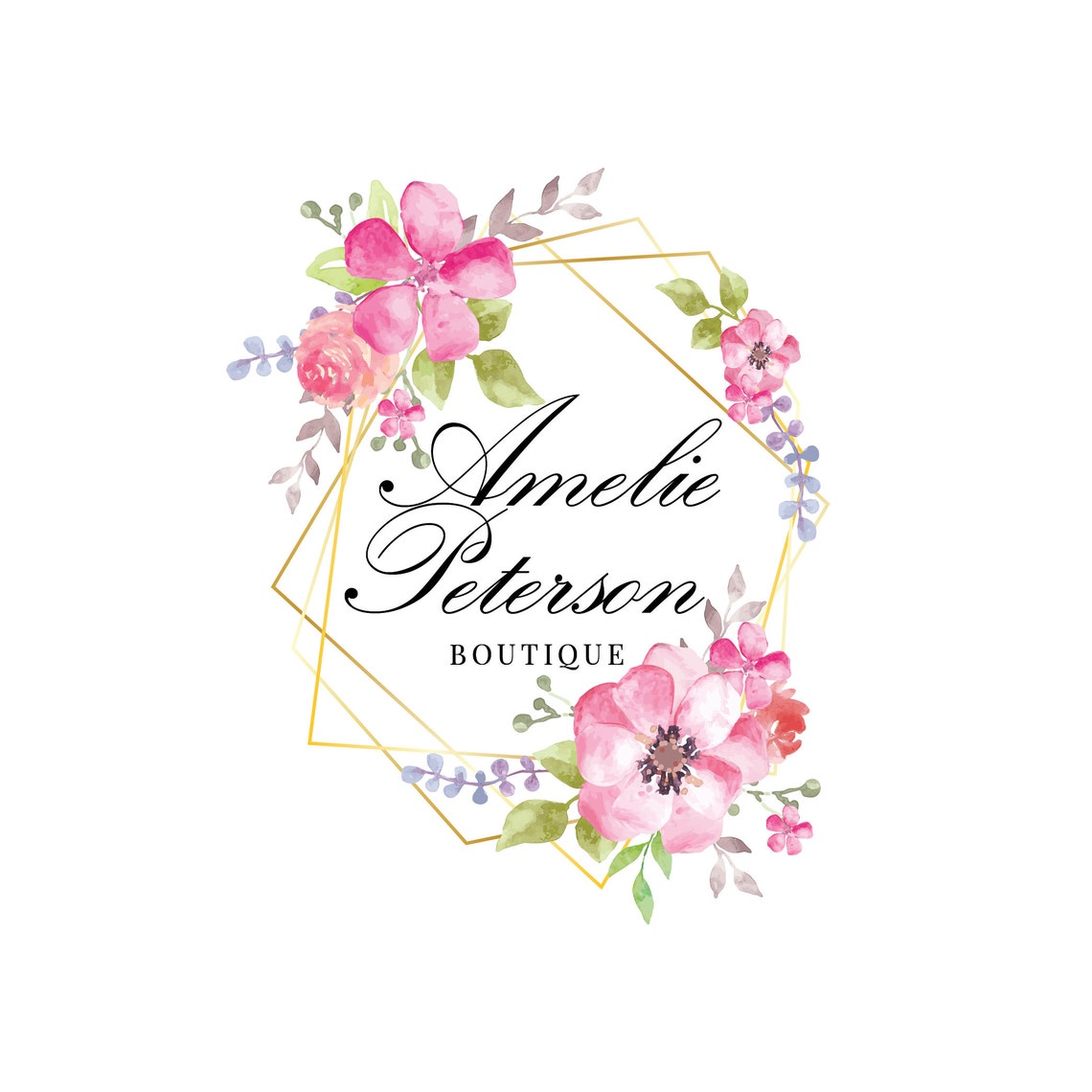 Premade Logo Elegant Logo Floral Logo Watercolor Flower Logo Boutique Logo Photography Logo Hair Nail Spa Salon Makeup Artist Logo Blog Logo