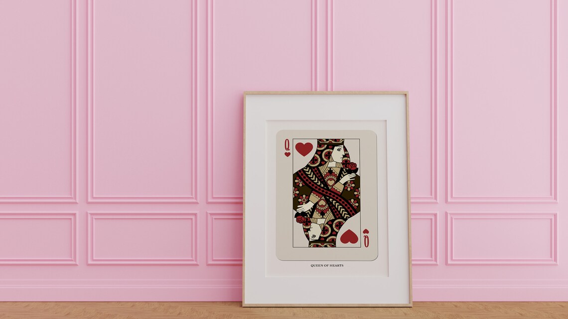 Queen Of Hearts Modern Mid-Century Poster - Image 2