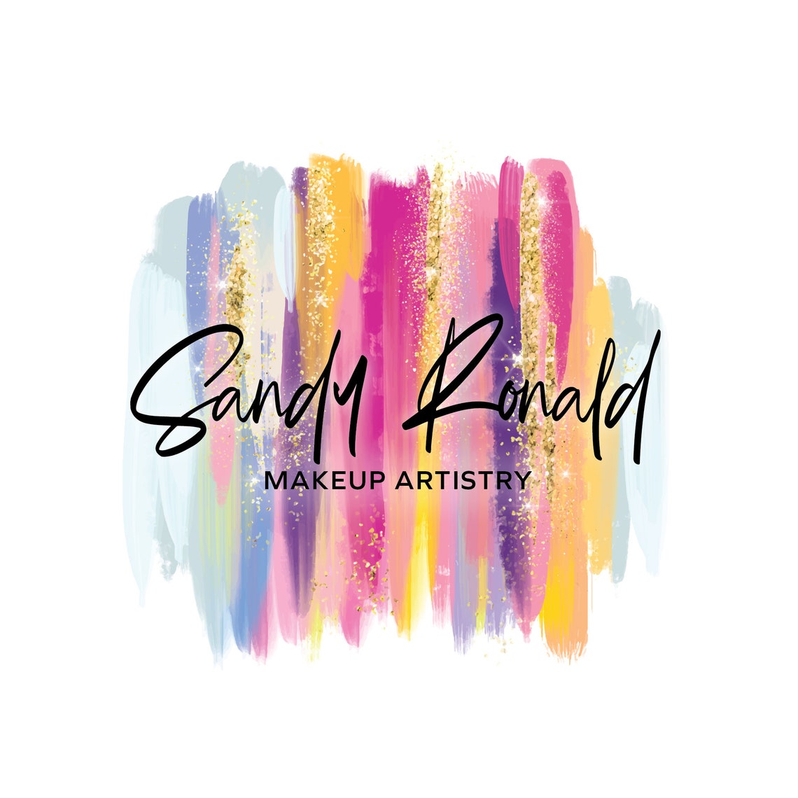 Sandy Ronald Makeup Artistry Rainbow Brushstroke Glitter Poster