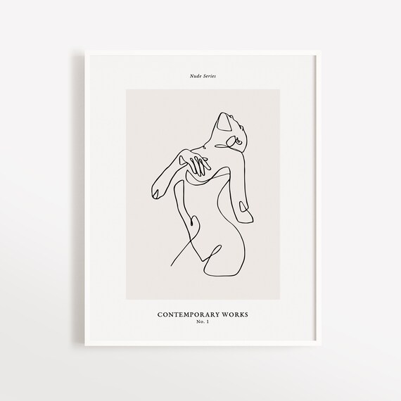 Nude Series Number 1 Single Line Woman Torso Sketch Art Poster