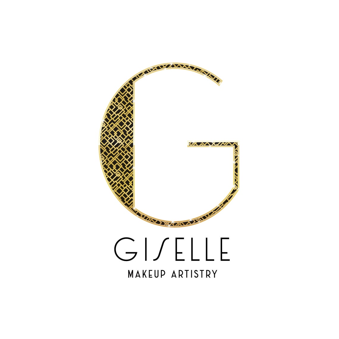 Giselle Gold Art Deco G Monogram Makeup Artistry Premade Logo Print
