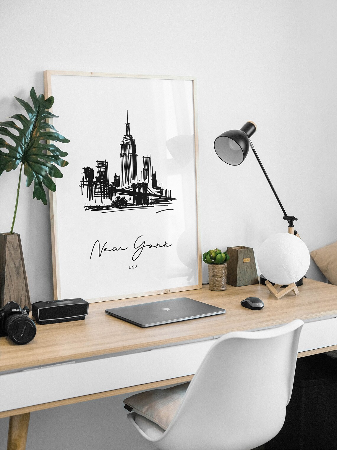 New York City Skyline Line Art Sketch Minimalist Modern City Poster - Image 2