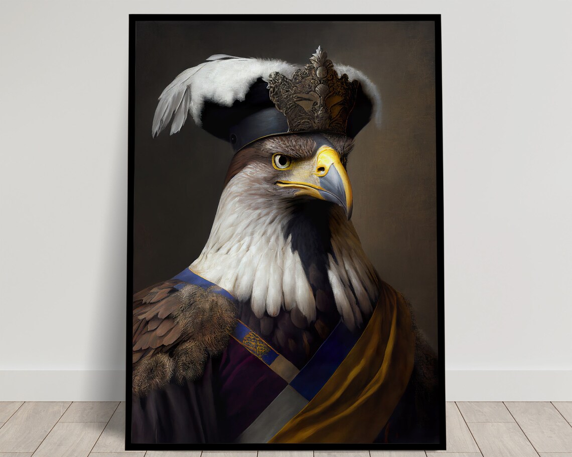 Noble Eagle Baroque Portrait Crowned Regal Oil Painting Poster