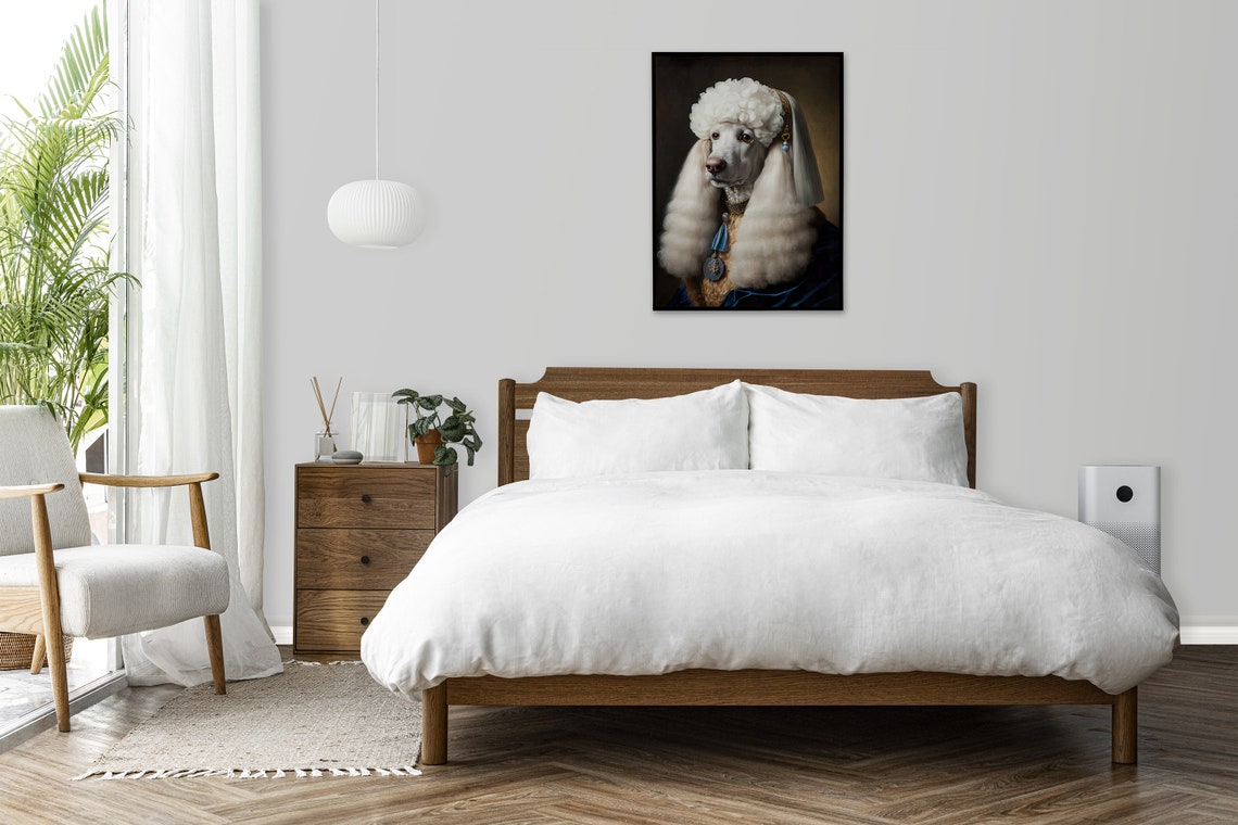 Elegant White Poodle Baroque Portrait Regal Attire Painting Poster - Image 4