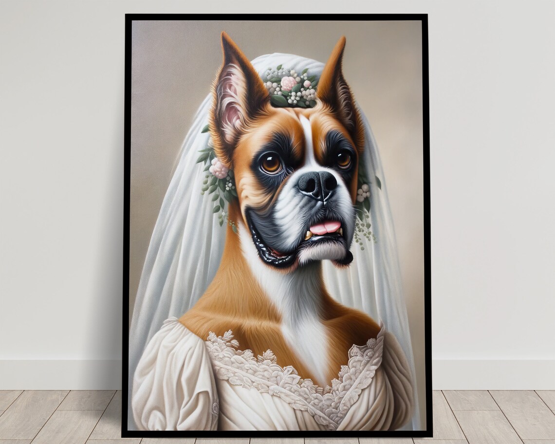Boxer Bride in Wedding Dress with Veil and Floral Headpiece Poster