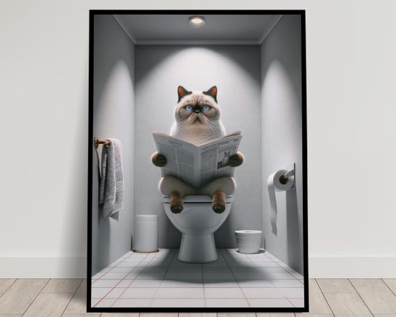 Colorpoint Exotic Shorthair Cat Bathroom Poster
