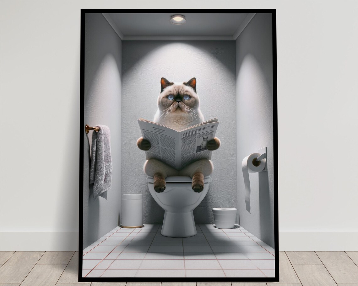 Colorpoint Exotic Shorthair Cat Bathroom Poster