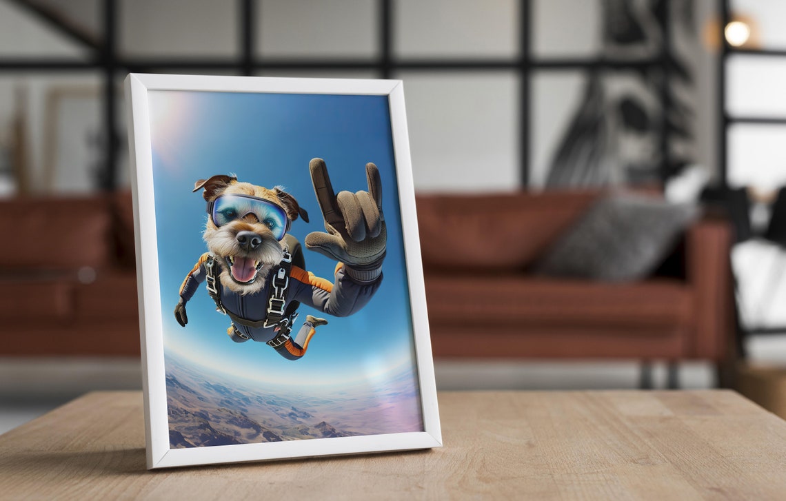 Border Terrier Skydiving Rock On Sign Epic Freefall Dog Poster - Image 4
