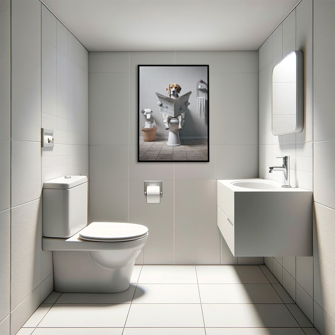 Beagle Reading the Newspaper on the Toilet, Poster - Image 4
