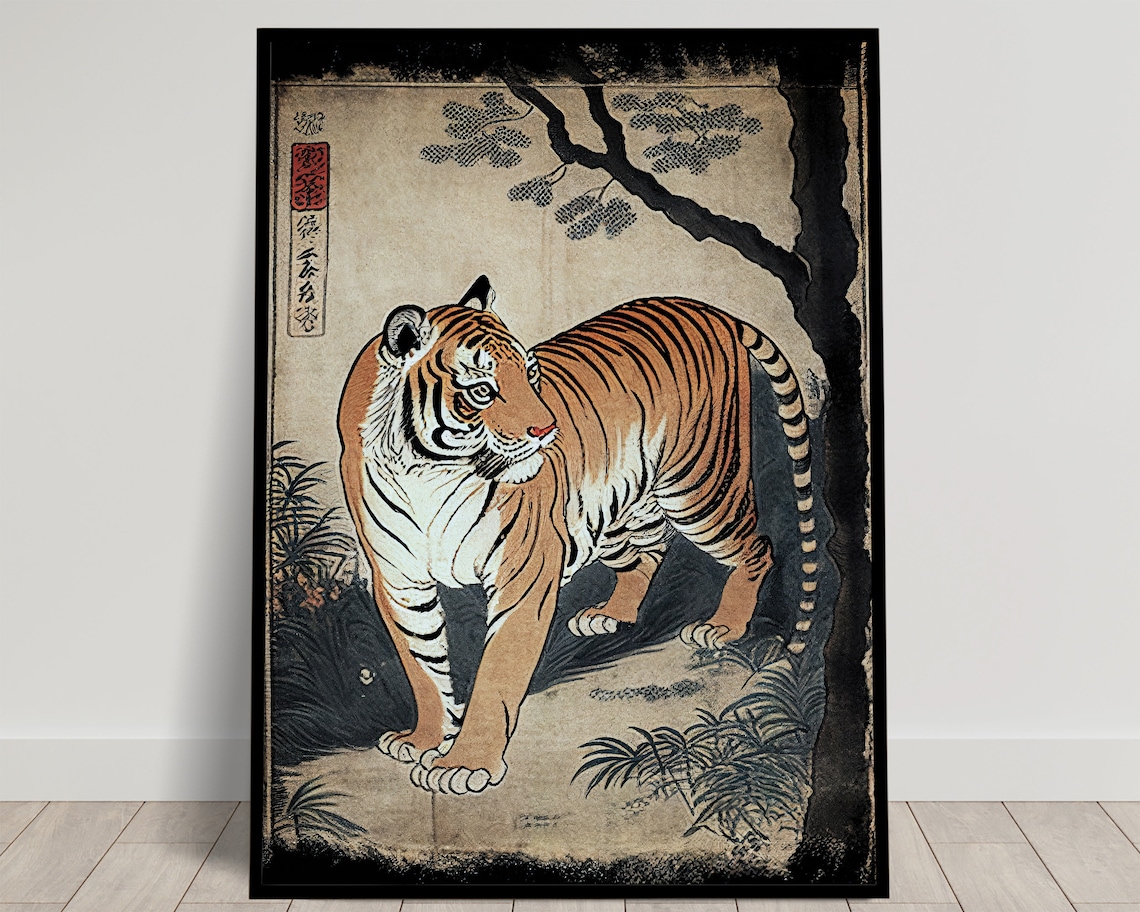 Tiger Japanese Art Style Ukiyo-E Art Print