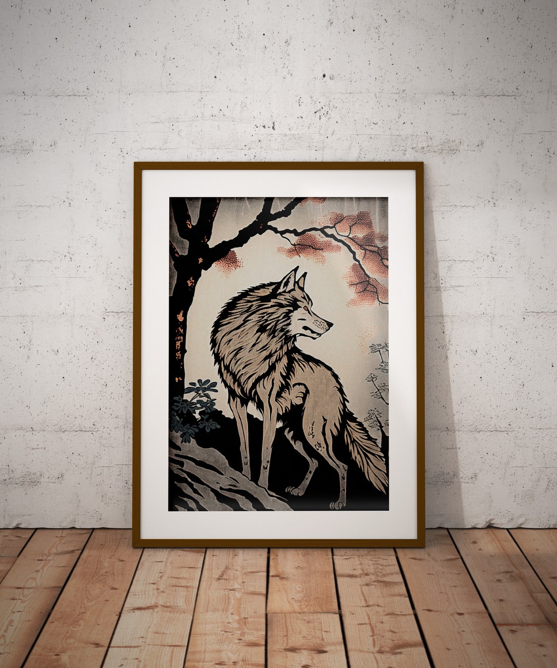Wolf In The Forest Wall Poster Japanese Art Style Illustration Ukiyo E Print Poster Wall Art Japan Wolf Wall Decor - Image 2
