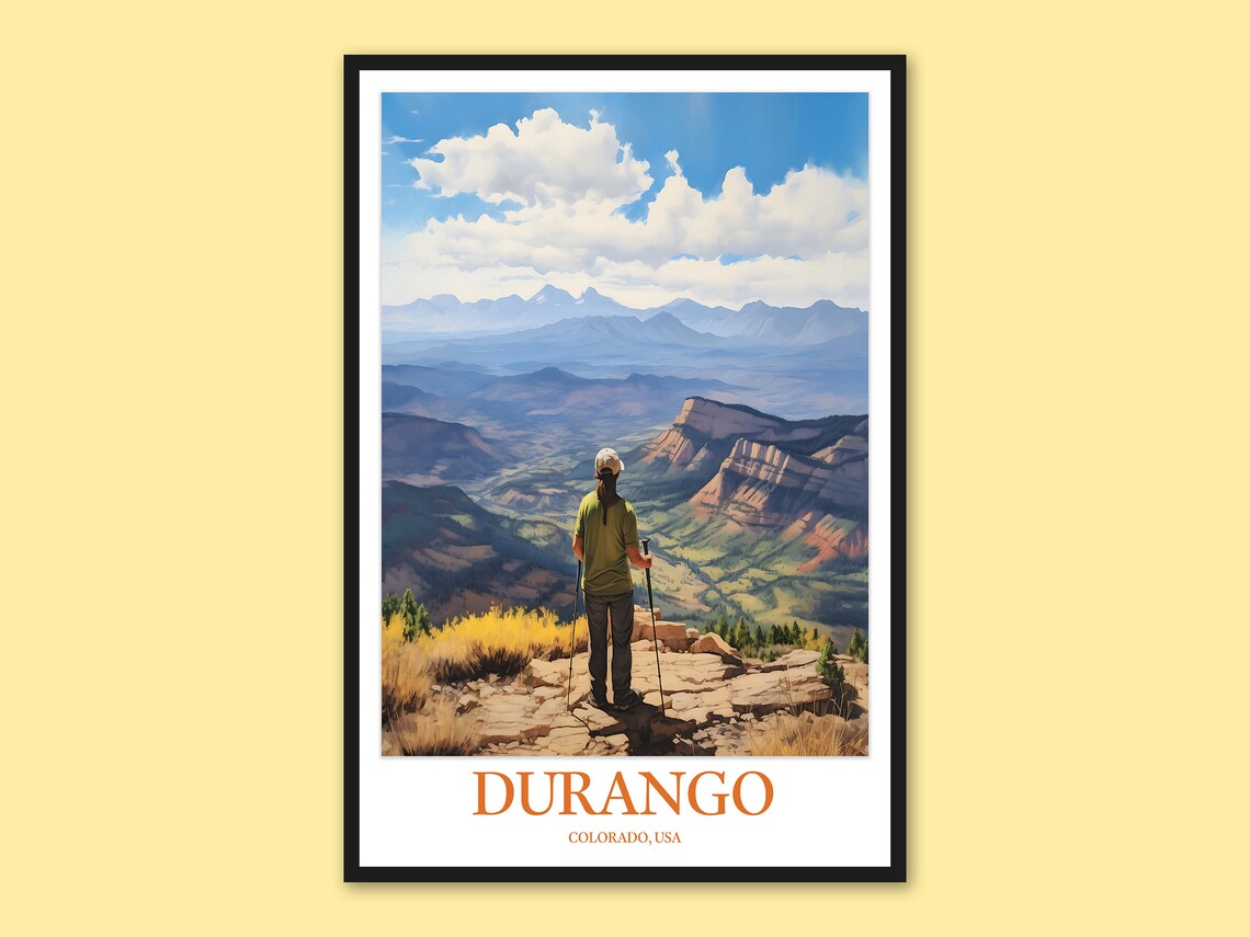 Durango Colorado Mountain Hiker Overlook Valley Travel Wall Art