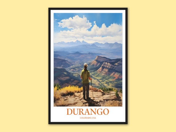 Durango Colorado Travel Poster Mountain Hiking Art Print