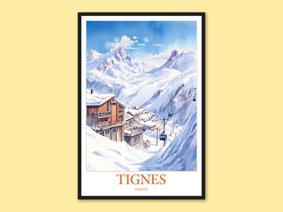 Tignes Travel Print French Alps Ski Resort Wall Art