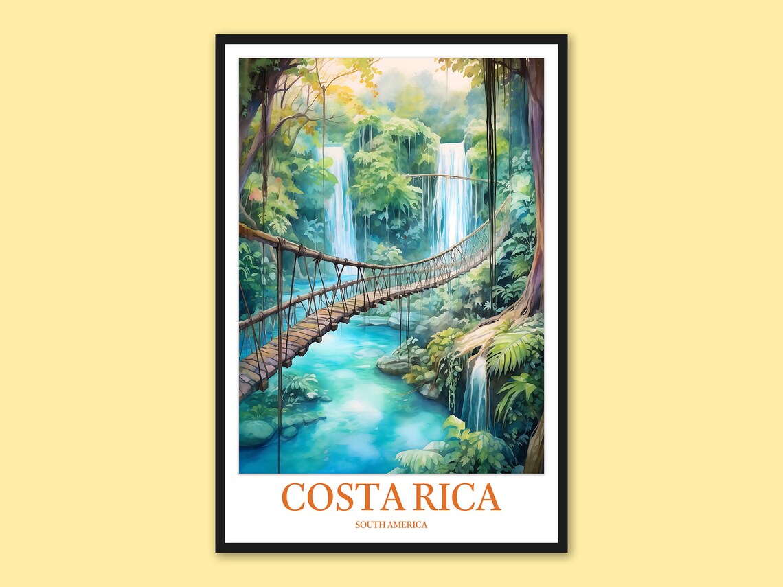 Costa Rica Print Rio Celeste Turquoise River Forest Wall Art