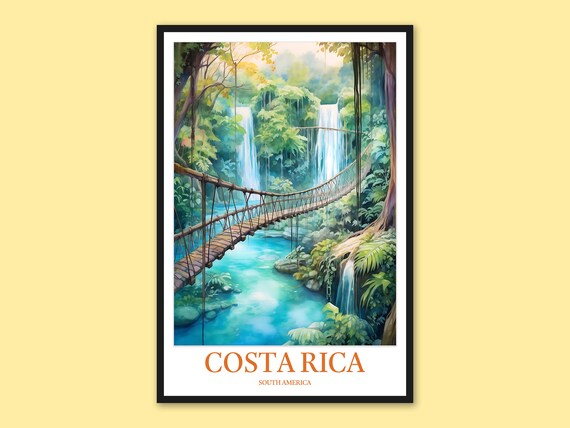 Costa Rica Print Rio Celeste Turquoise River Forest Wall Art