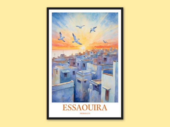 Essaouira Morocco Travel Poster Coastal Wall Art