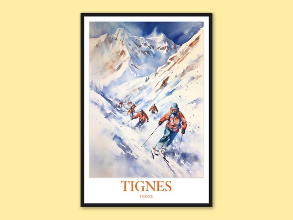 Tignes Skiing Print French Alps Travel Poster