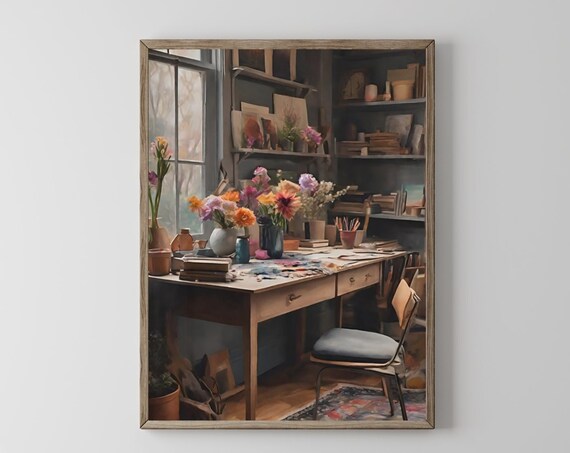 Craft Room Decor Moody Wall Art Vintage Living Room Wall Decor Kitchen Artwork Vintage Art For Living Room Decor Rustic Decor