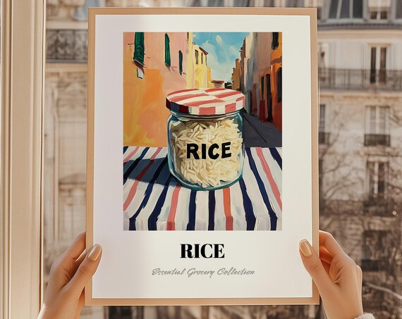 Rice Jar Painting Essential Grocery Collection Pantry Poster