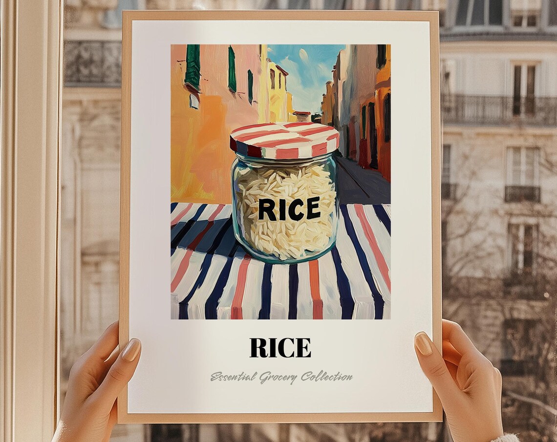 Rice Grocery Poster Pantry Wall Decor Print Chef Gift Restaurant Kitchen Art