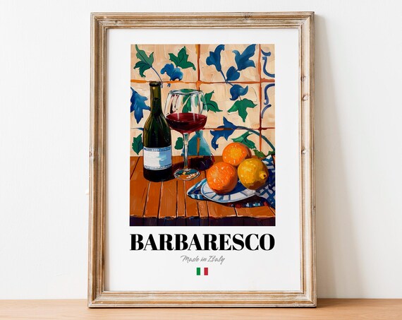 Vintage Barbaresco Bottle Print Poster Piedmont Wine Art For Enthusiasts