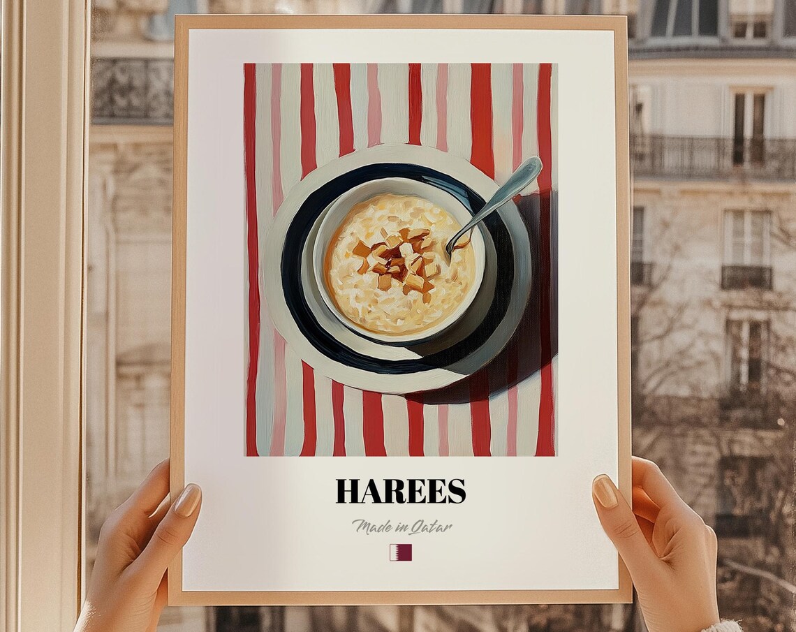Harees Qatari Porridge Bowl Painting Middle Eastern Food Wall Art