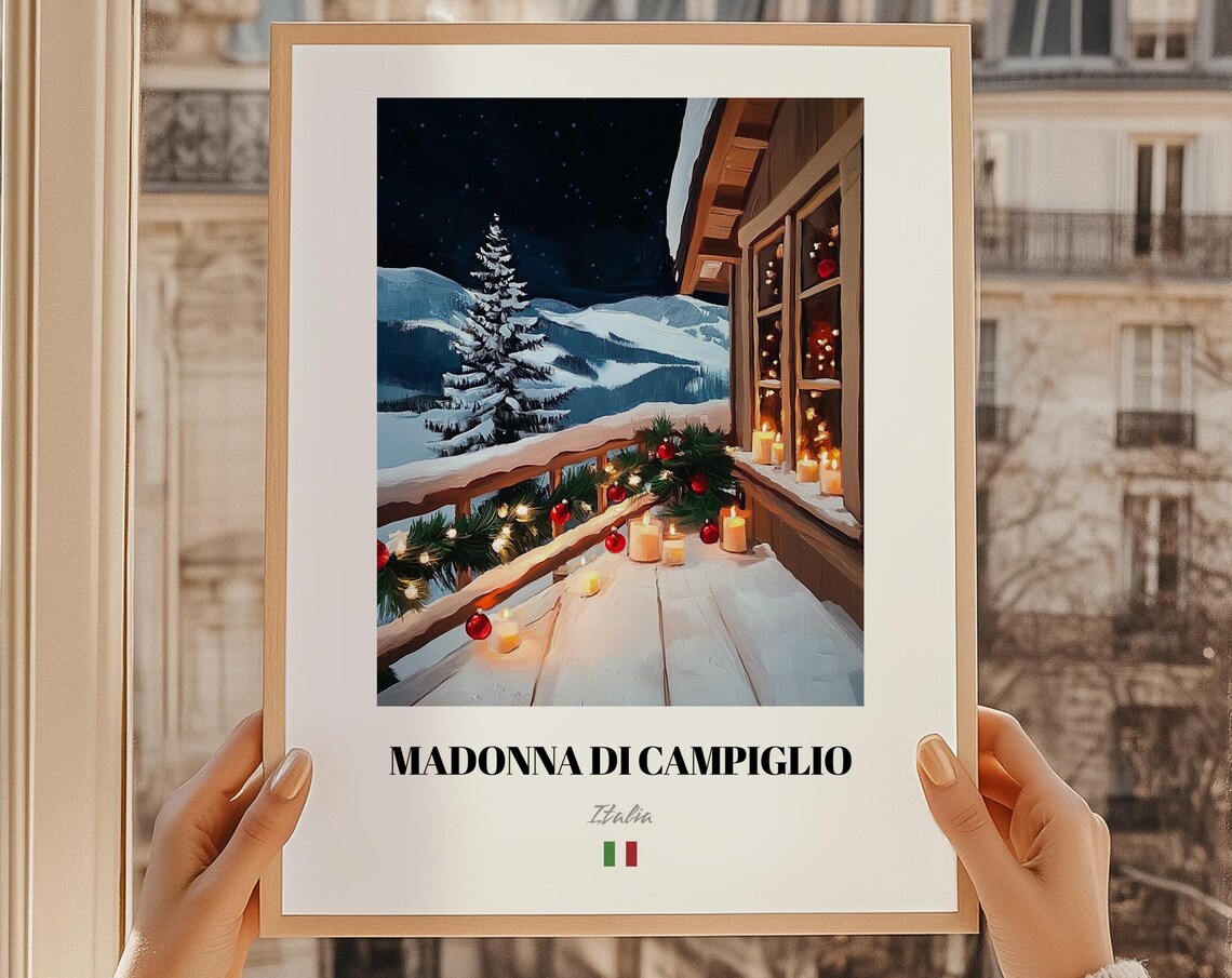 Madonna Di Campiglio Italia Snowy Balcony Candles Art Poster