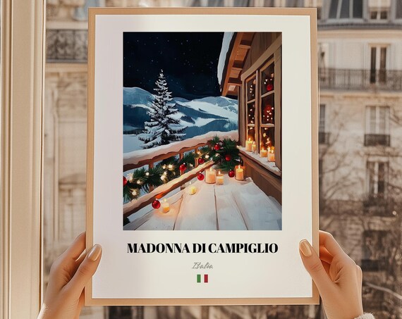 Madonna Di Campiglio Italia Snowy Balcony Candles Art Poster
