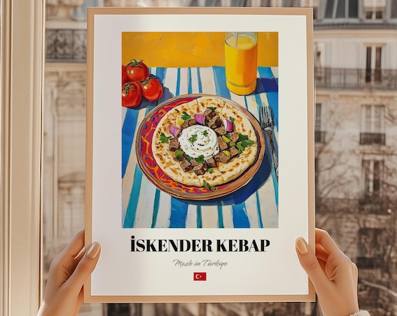 Iskender Kebap Made in Turkiye Turkish Cuisine Painting Poster