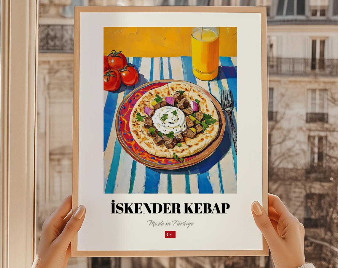 Iskender Kebap Wall Print Turkish Food Poster Illustration Cuisine
