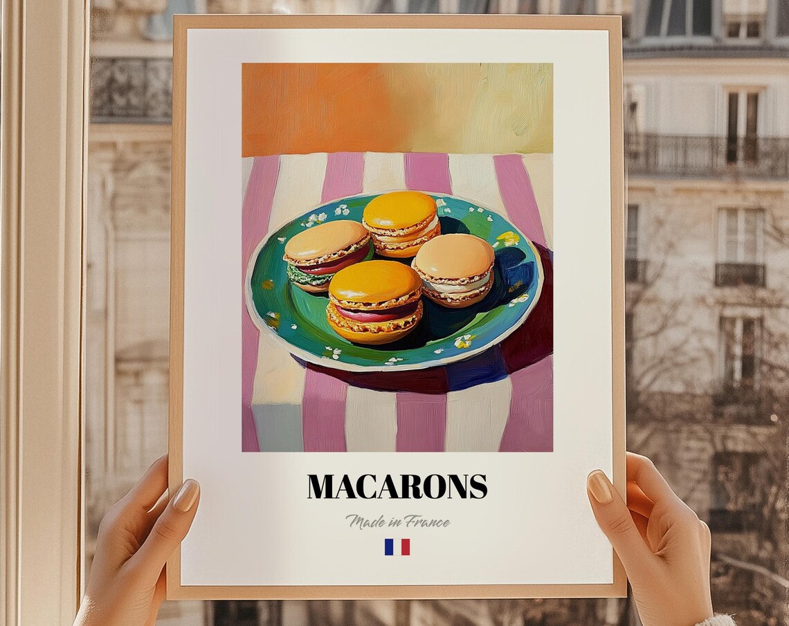 Macarons French Dessert Poster Mothers Day Brunch Cafe Menu Template Cook Book Kitchen