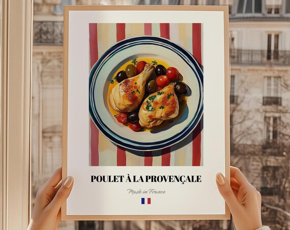 Poulet La Provenale French Food Painting Kitchen Wall Decor Chef Set Quirky Art Dining Room Poster