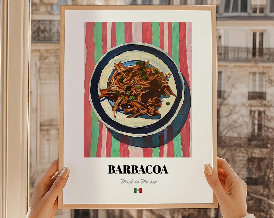 Barbacoa Made in Mexico Shredded Beef Bowl Food Art Kitchen Poster