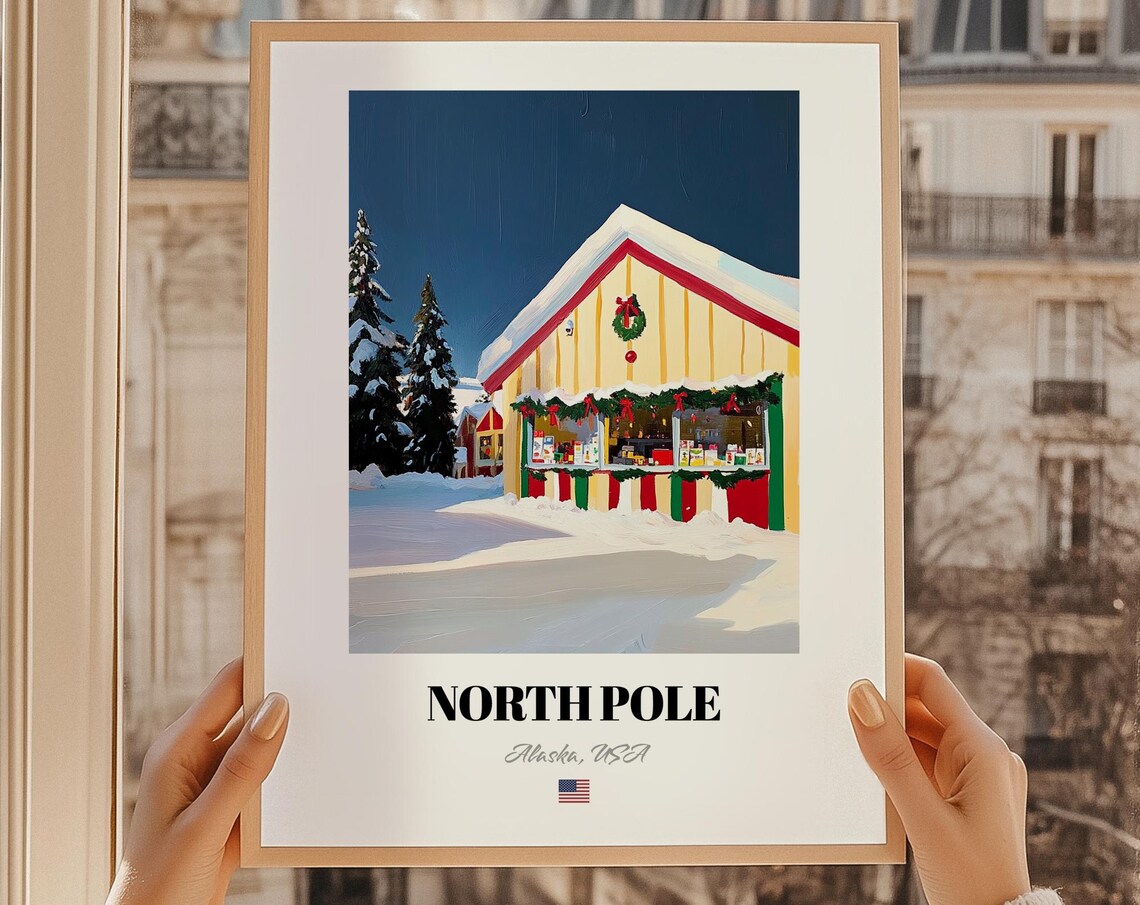 North Pole Alaska Usa Christmas Town Wall Dcor Print Poster Gift