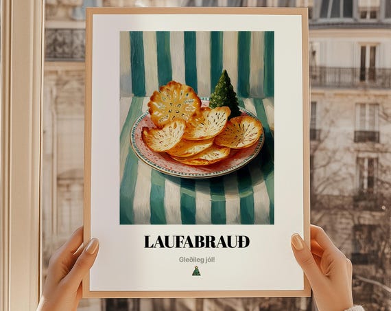 Laufabrau Christmas Wall Art Icelandic Food Gleileg Jl Gift Oil Painting Print
