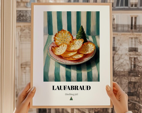 Laufabraud Icelandic Christmas Leaf Bread Oil Painting Poster