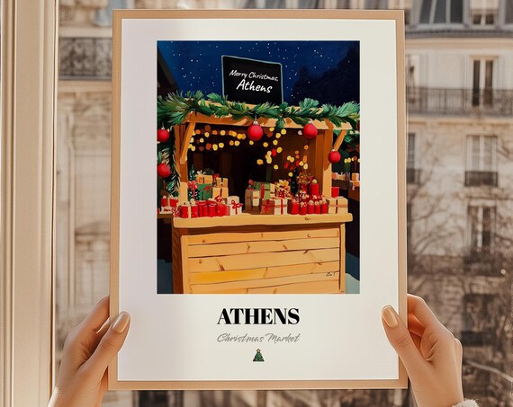 Athens Greece Christmas Market Wall Dcor Print Poster Gift Merry Athen