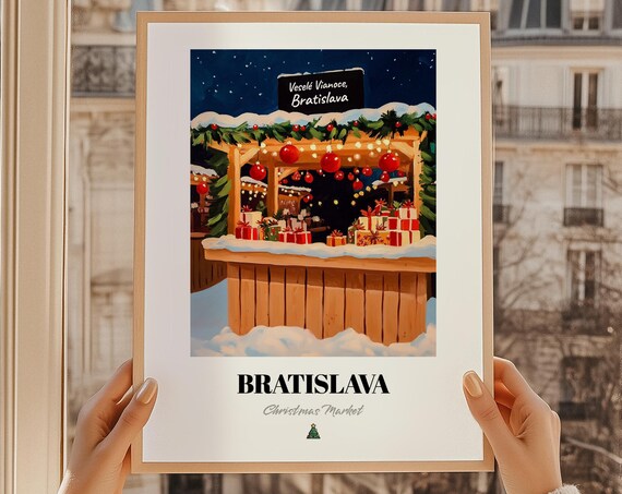Bratislava Slovakia Christmas Market Wall Dcor Print Poster Vianon Darek Vesel Vianoce