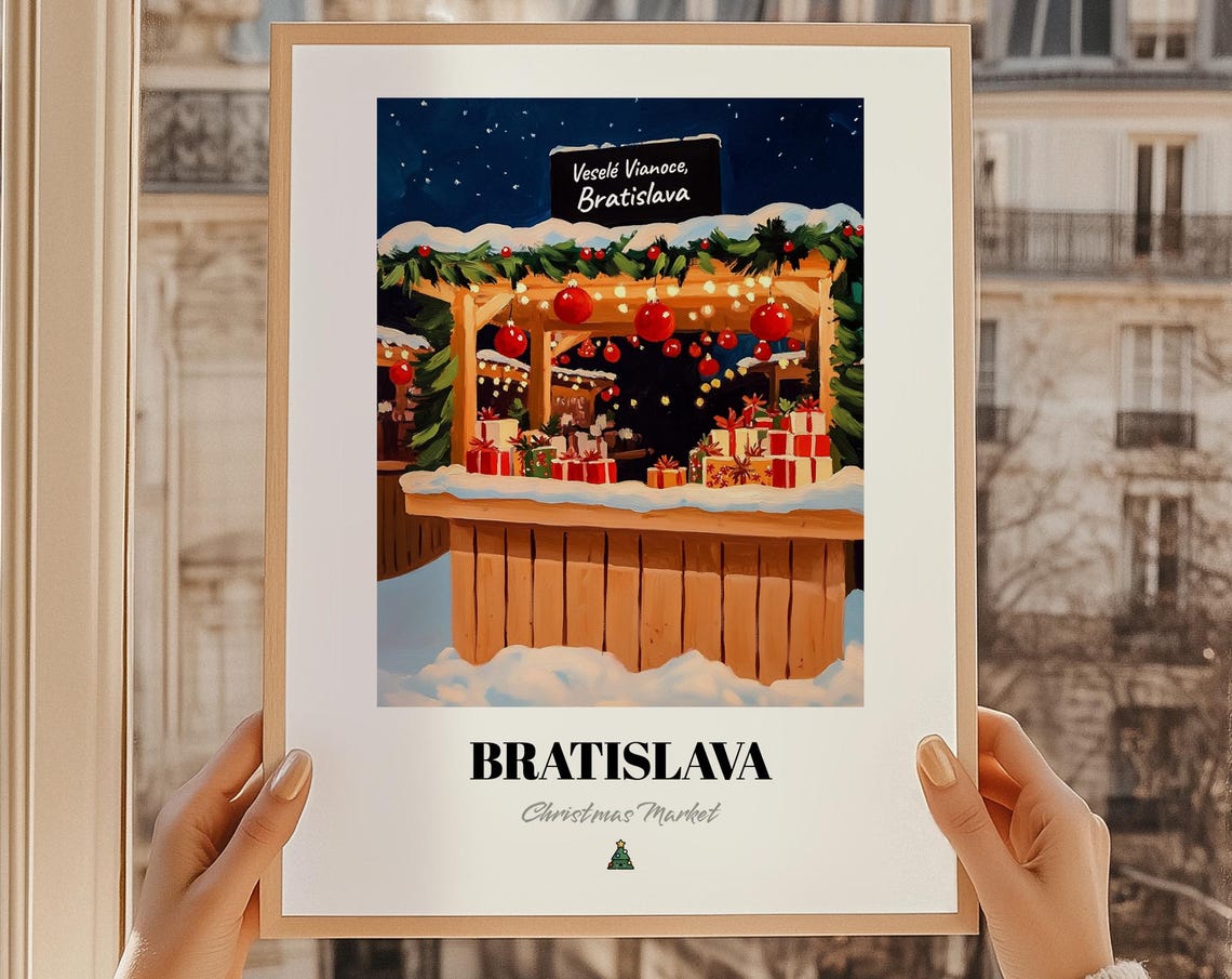 Bratislava Slovakia Christmas Market Wall Dcor Print Poster Vianon Darek Vesel Vianoce