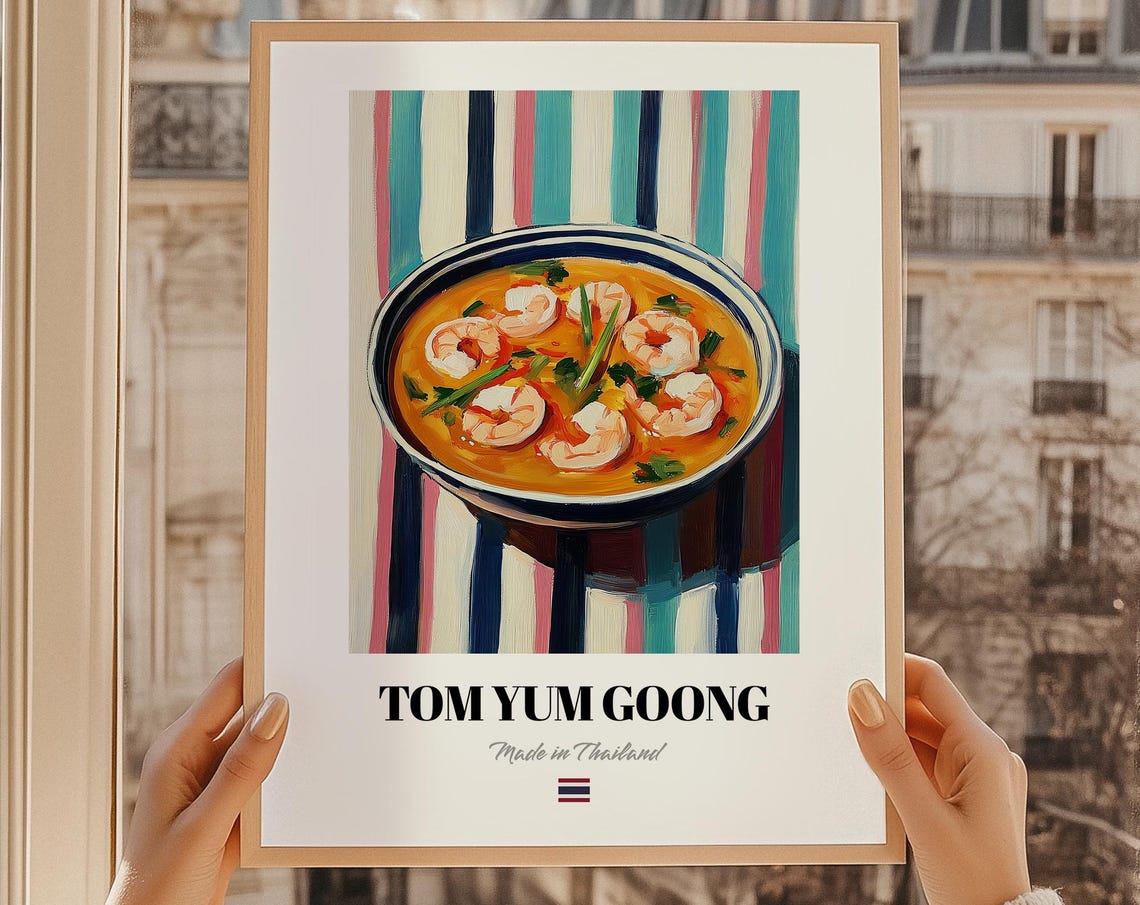 Tom Yum Goong Wall Art Print Poster Thai Cuisine Soup Friend Gift Thailand Cafe