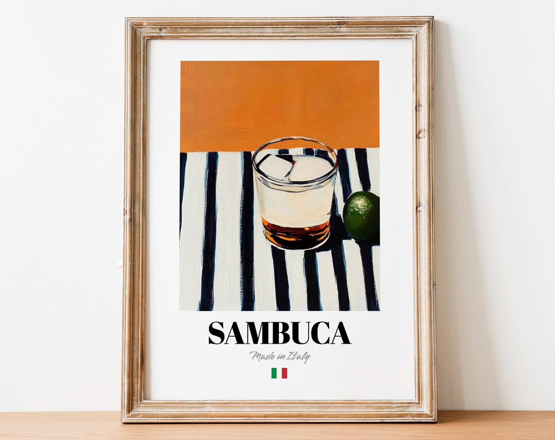 Italian Sambuca Art Print Poster Anise Liqueur Artwork For Bars And Cafs