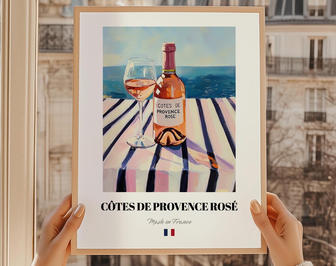 Ctes De Provence Ros French Wine Poster Bar Dcor Wall Art Friend Gift Kitchen