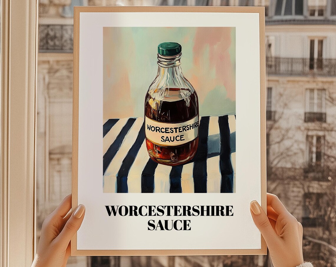 Worcestershire Sauce Art Print, Kitchen Pantry Decor