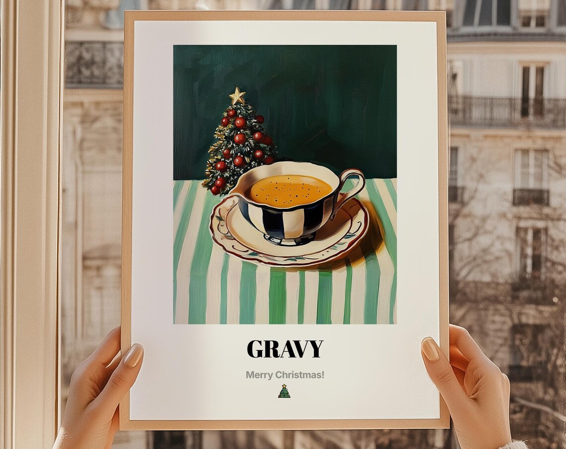 Gravy Christmas Food Art Print, Merry Gift
