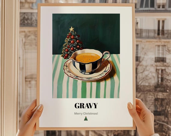 Gravy Christmas Food Art Print, Merry Gift