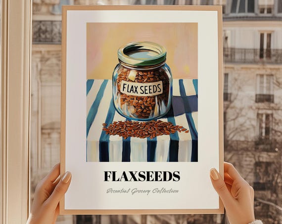 Flaxseeds Nuts Painting Pantry Wall Art Print Chef Gift Restaurant Decor Kitchen