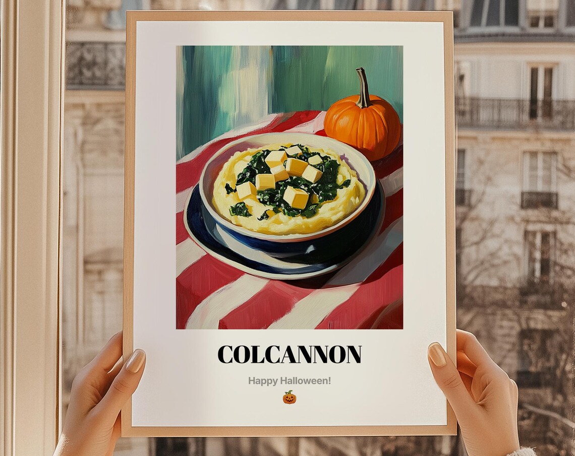 Colcannon Irish Mashed Potatoes Oil Painting Fall Food Holiday Poster