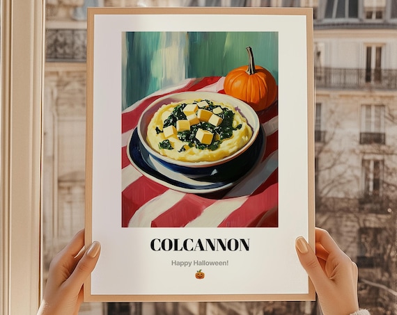Colcannon Irish Mashed Potatoes Oil Painting Fall Food Holiday Poster