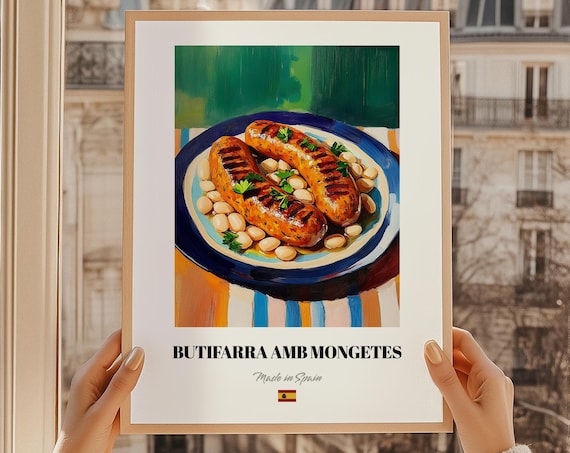 Butifarra Amb Mongetes Catalan Sausage Food Art Kitchen Poster